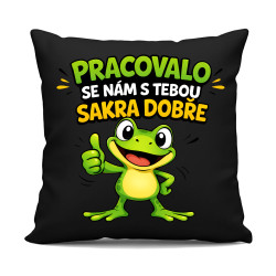 Pracovalo se nám s tebou sakra dobře - černý polštář s potiskem