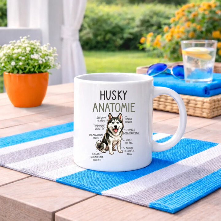 Husky – anatomie - hrnek s potiskem