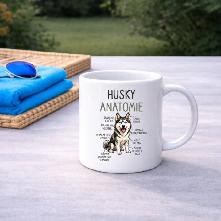 Husky – anatomie - hrnek s potiskem