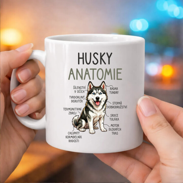 Husky – anatomie - hrnek s potiskem