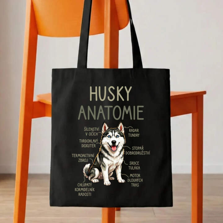 Husky – anatomie - taška s potiskem