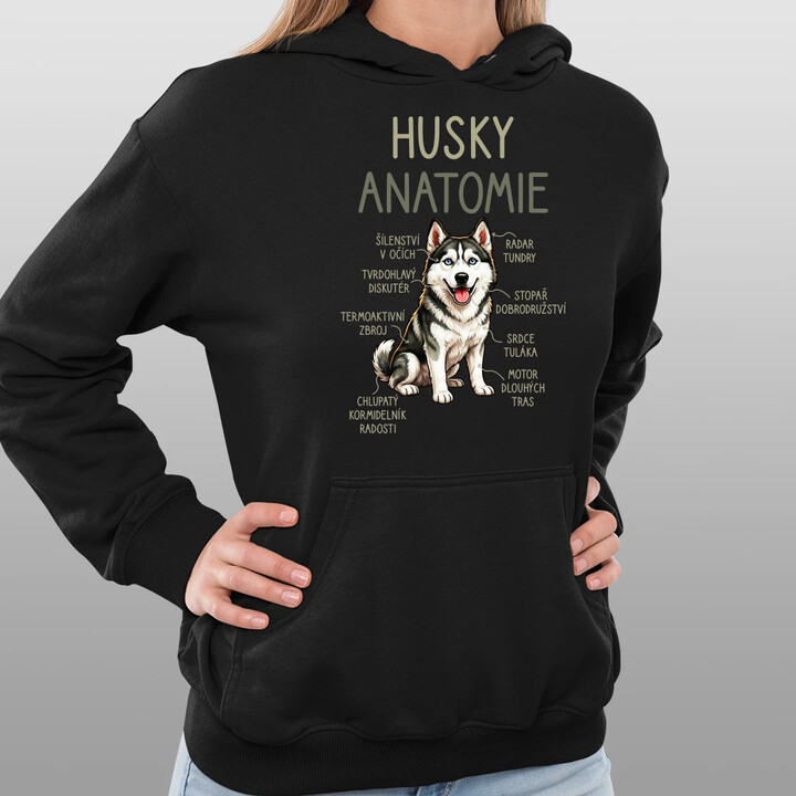Husky - anatomie - dámská mikina s potiskem