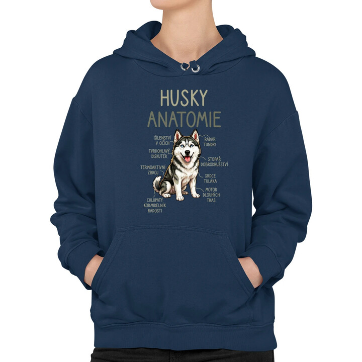 Husky - anatomie - dámská mikina s potiskem