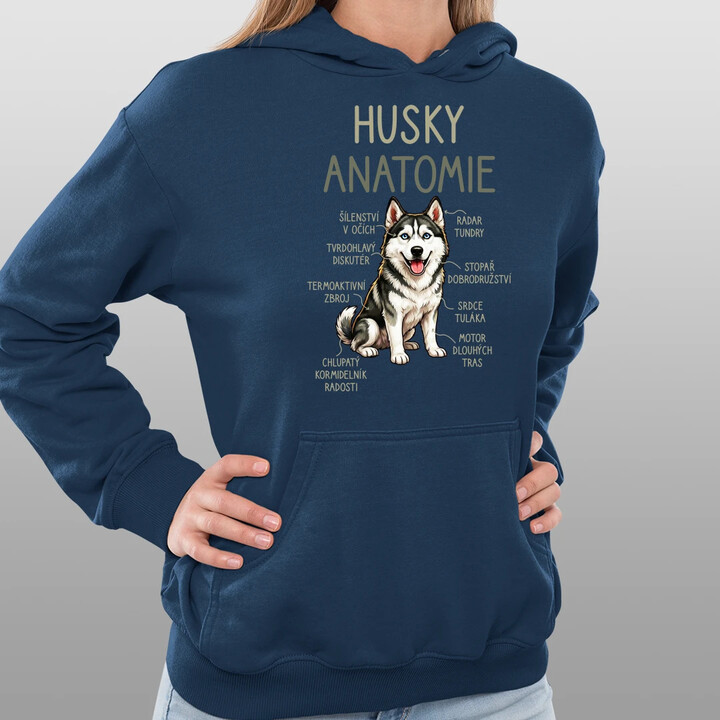 Husky - anatomie - dámská mikina s potiskem