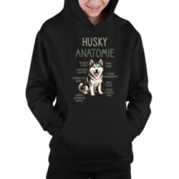 Husky – anatomie - dětská mikina s kapucí