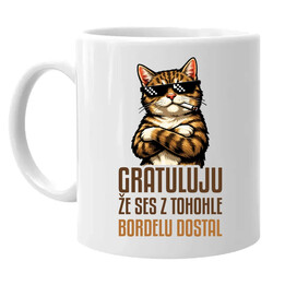 Gratuluju, že ses z tohohle bordelu dostal - hrnek s potiskem