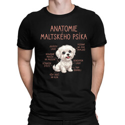 Anatomie maltského psíka - pánské tričko s potiskem