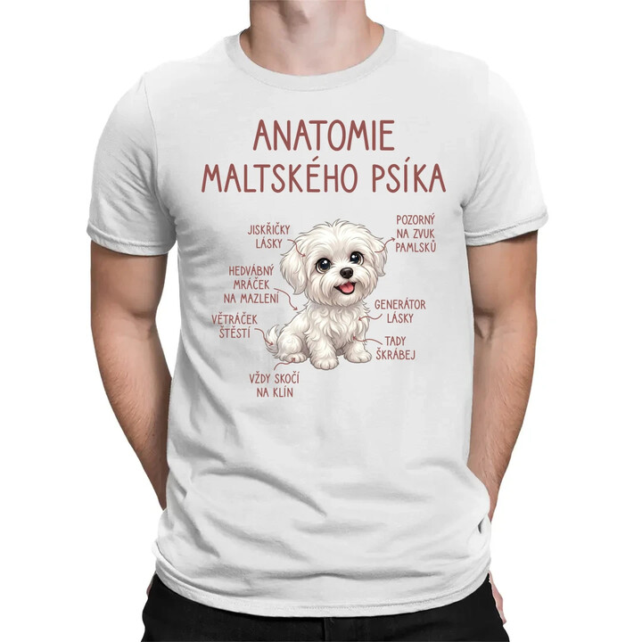 Anatomie maltského psíka - pánské tričko s potiskem