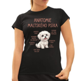 Anatomie maltského psíka  - dámské tričko s potiskem