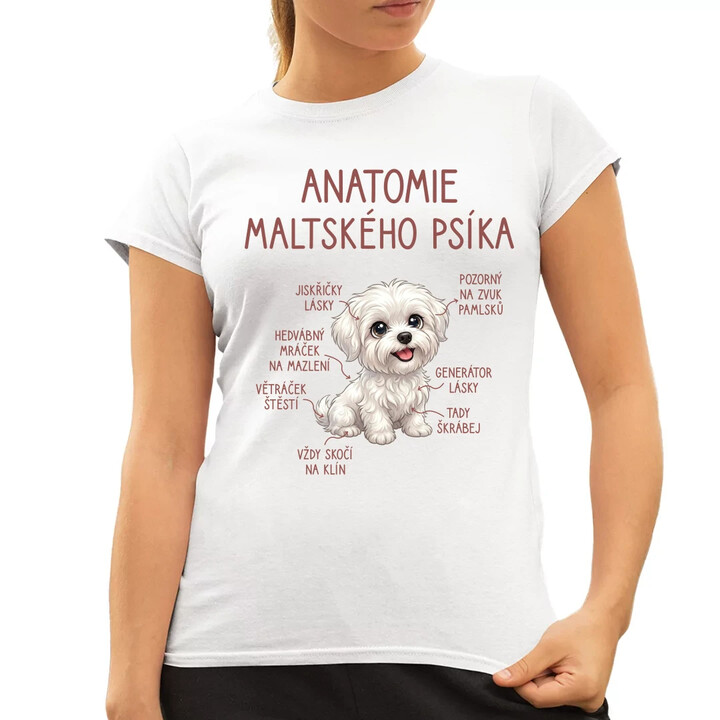 Anatomie maltského psíka  - dámské tričko s potiskem