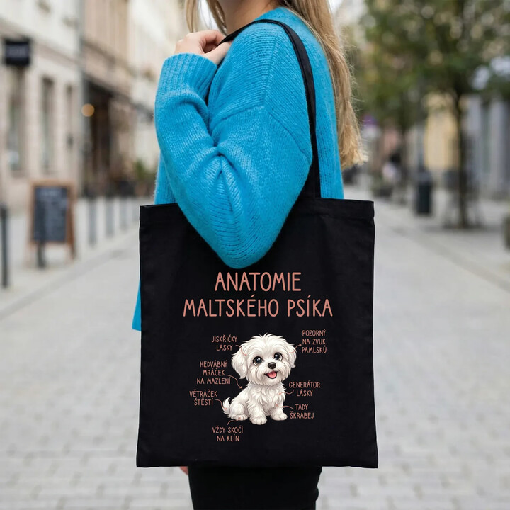 Anatomie maltského psíka - taška s potiskem