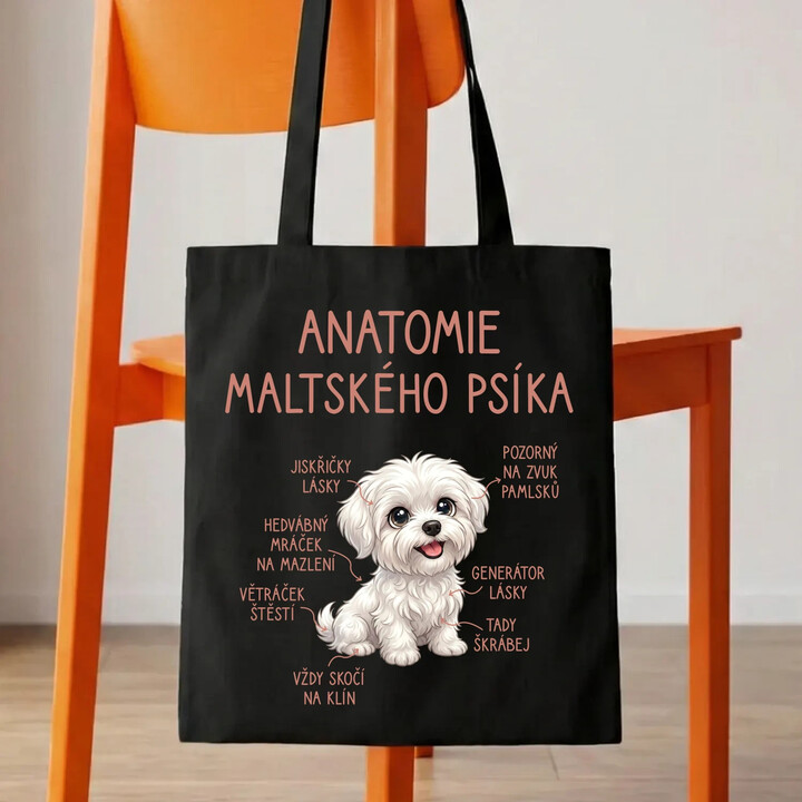 Anatomie maltského psíka - taška s potiskem