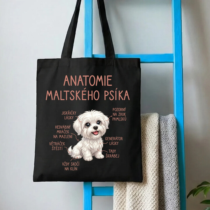 Anatomie maltského psíka - taška s potiskem