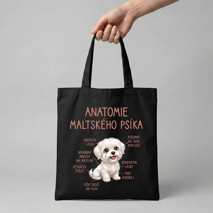 Anatomie maltského psíka - taška s potiskem