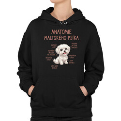 Anatomie maltského psíka - dámská mikina s potiskem