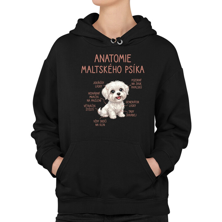 Anatomie maltského psíka - dámská mikina s potiskem