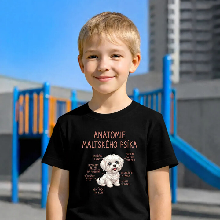 Anatomie maltského psíka - dětské tričko s potiskem