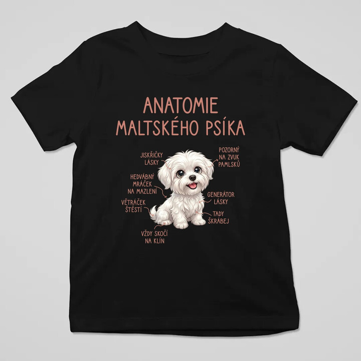 Anatomie maltského psíka - dětské tričko s potiskem