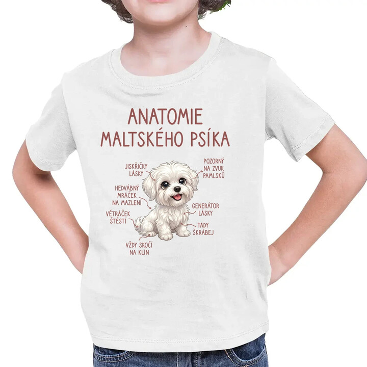 Anatomie maltského psíka - dětské tričko s potiskem