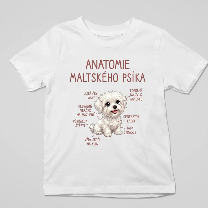 Anatomie maltského psíka - dětské tričko s potiskem