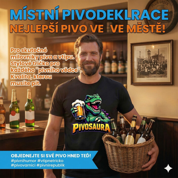 Pivosaura - pánské tričko s potiskem