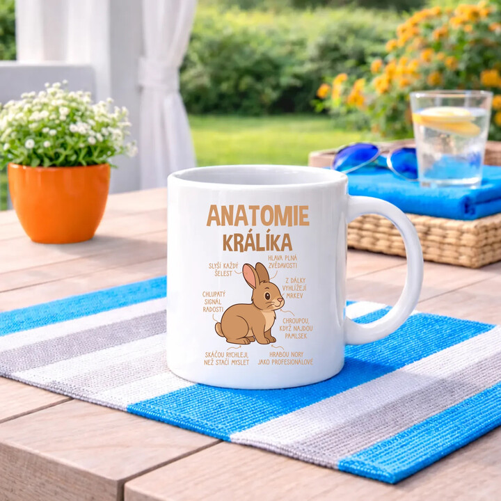 Anatomie králíka - hrnek s potiskem