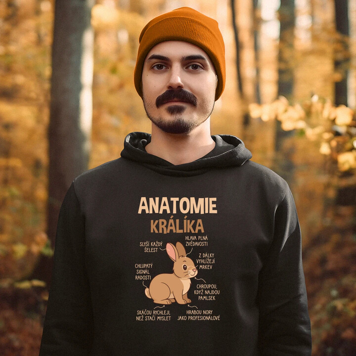 Anatomie králíka - pánská mikina s potiskem