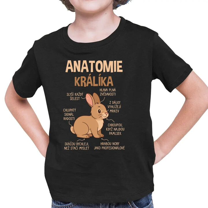 Anatomie králíka - dětské tričko s potiskem