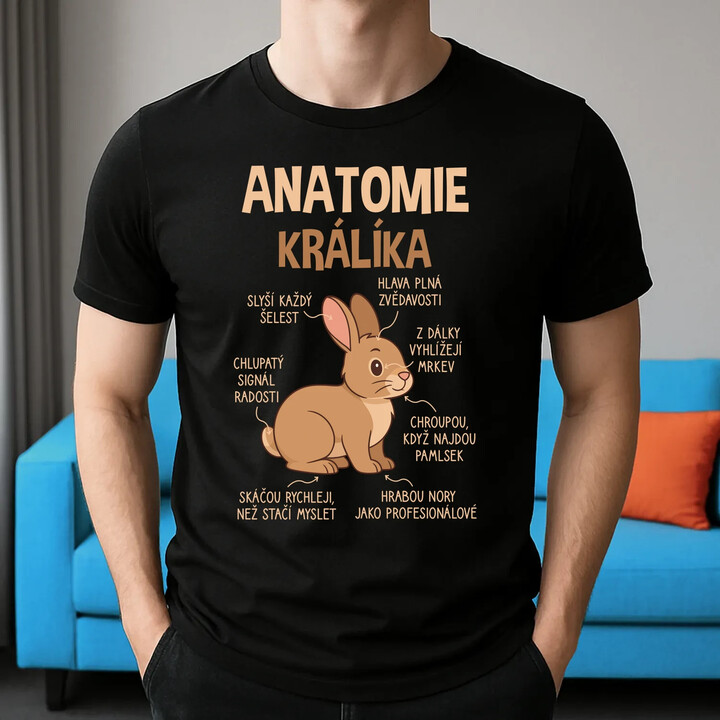 Anatomie králíka - pánské tričko s potiskem