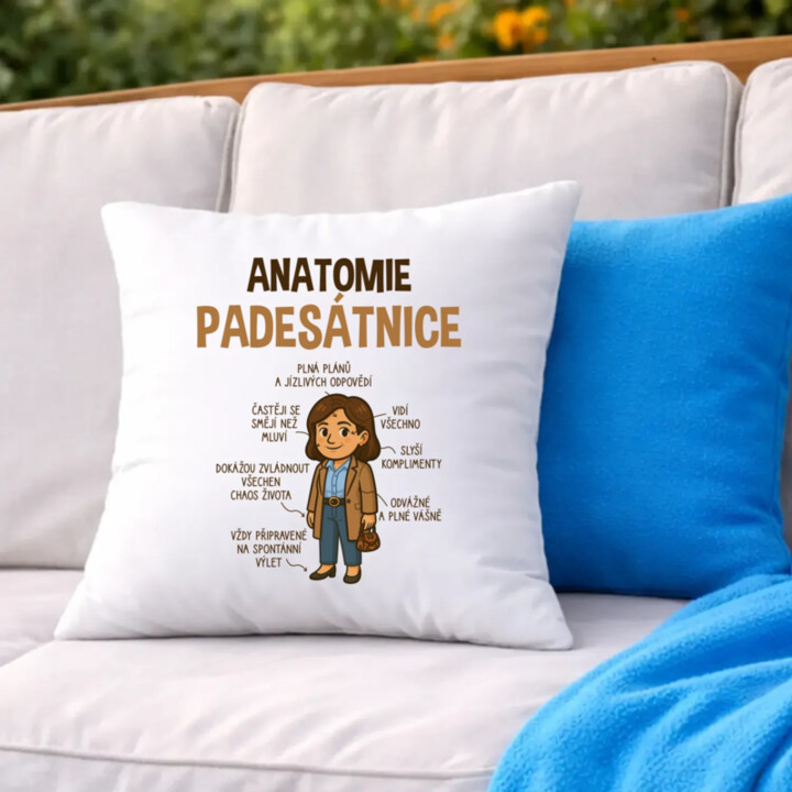Anatomie padesátnice - polštář s potiskem