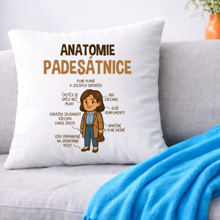Anatomie padesátnice - polštář s potiskem