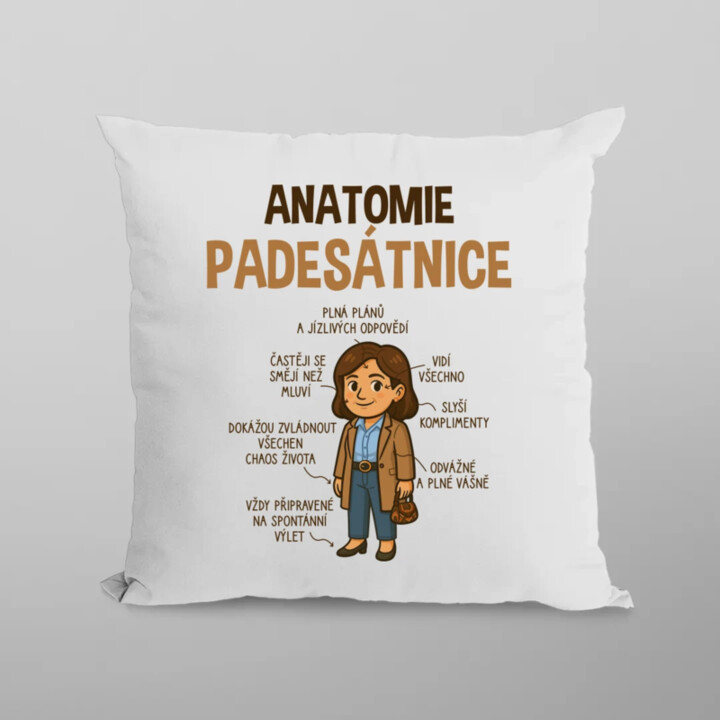 Anatomie padesátnice - polštář s potiskem