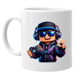 Hráč s ovladačem - hrnek s potiskem pro fanoušky Roblox