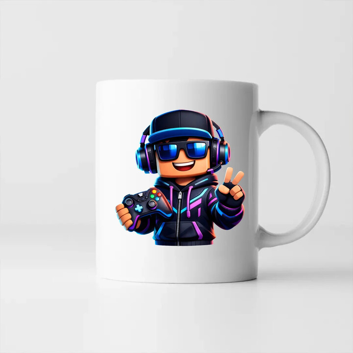 Hráč s ovladačem - hrnek s potiskem pro fanoušky Roblox