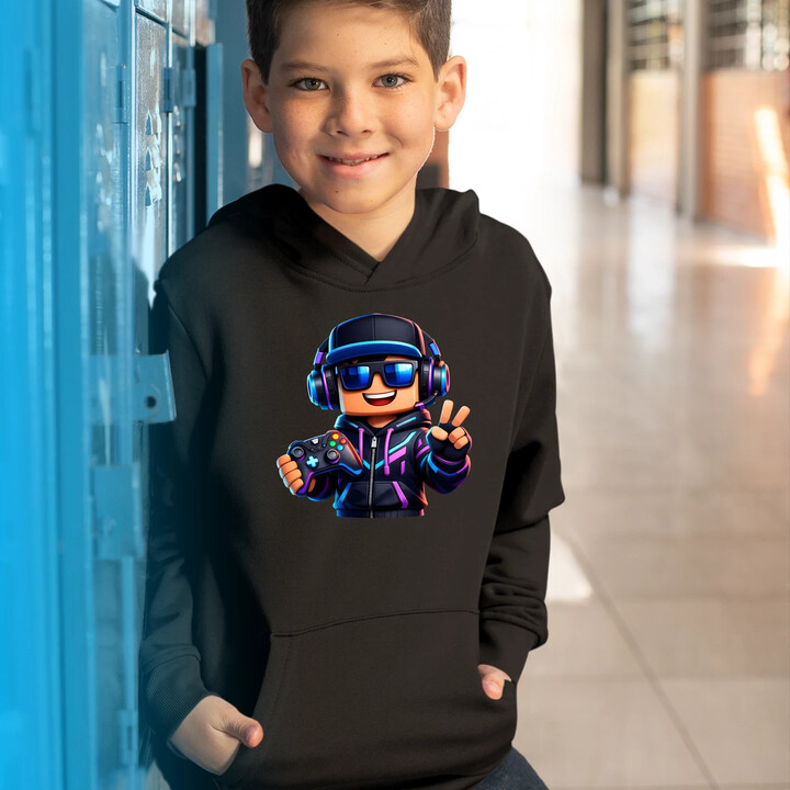 Hráč s ovladačem - dětská mikina s kapucí pro fanoušky Roblox
