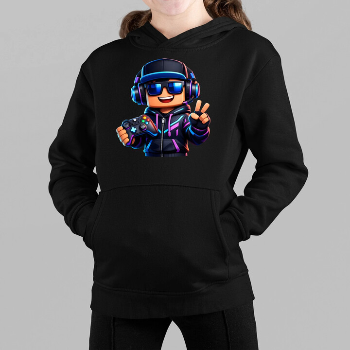 Hráč s ovladačem - dětská mikina s kapucí pro fanoušky Roblox