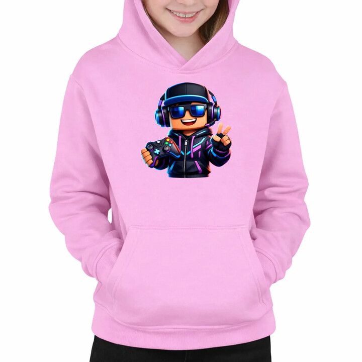 Hráč s ovladačem - dětská mikina s kapucí pro fanoušky Roblox
