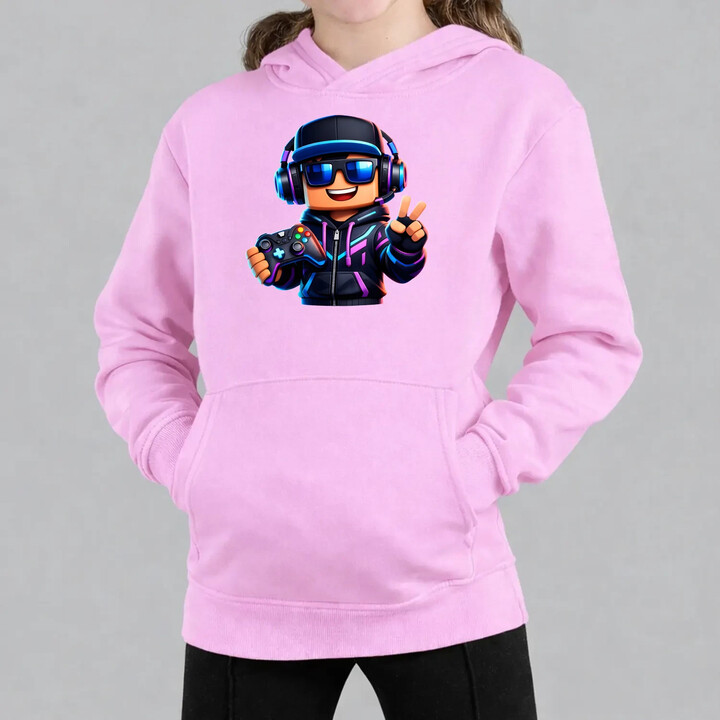 Hráč s ovladačem - dětská mikina s kapucí pro fanoušky Roblox