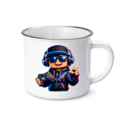Hráč s ovladačem  - keramický smaltovaný hrneček s potiskem pro fanoušky Roblox