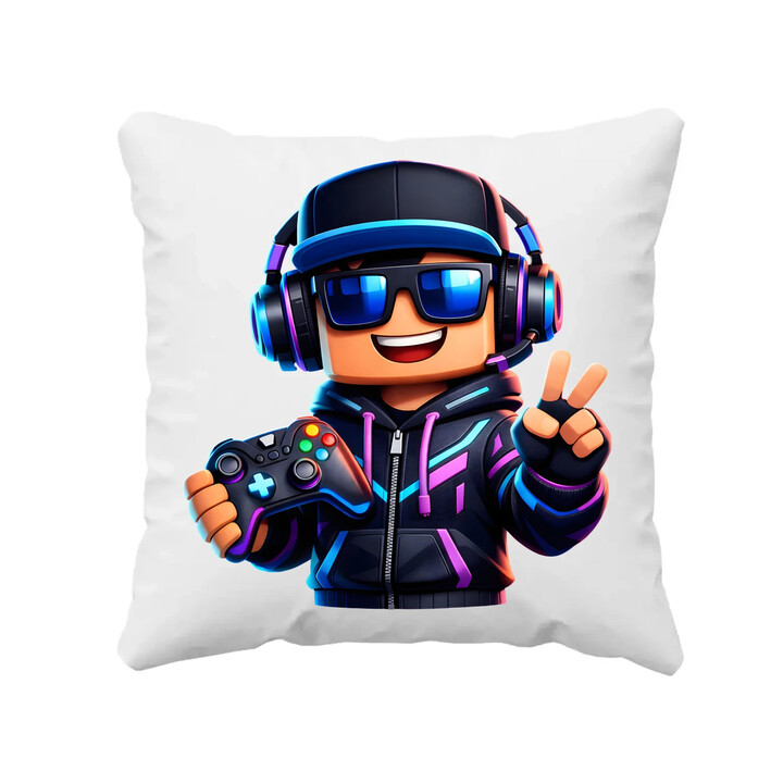 Hráč s ovladačem - polštář s potiskem pro fanoušky Roblox