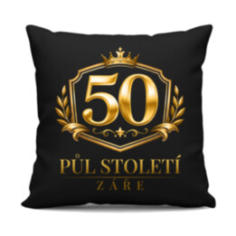50 - půl století záře - černý polštář s potiskem