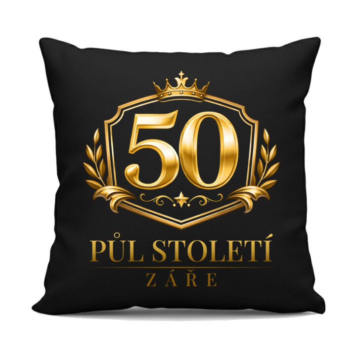 50 - půl století záře - černý polštář s potiskem