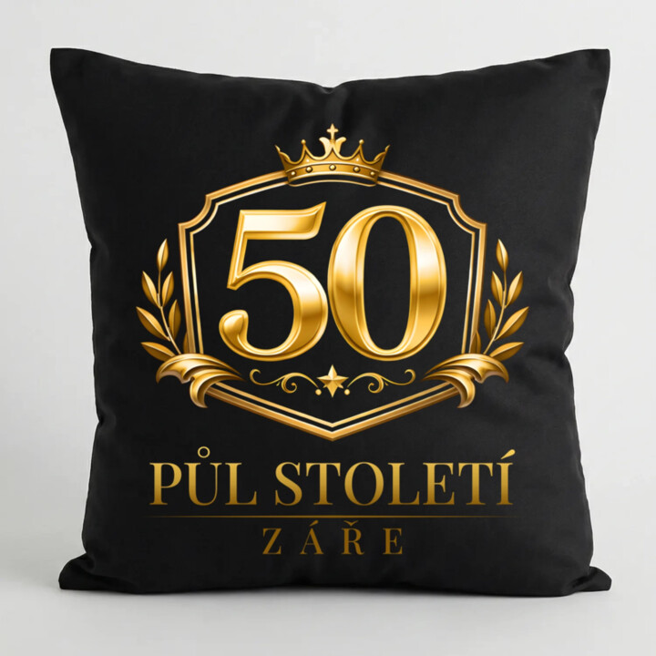 50 - půl století záře - černý polštář s potiskem