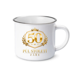 50 - půl století záře  - keramický smaltovaný hrneček s potiskem