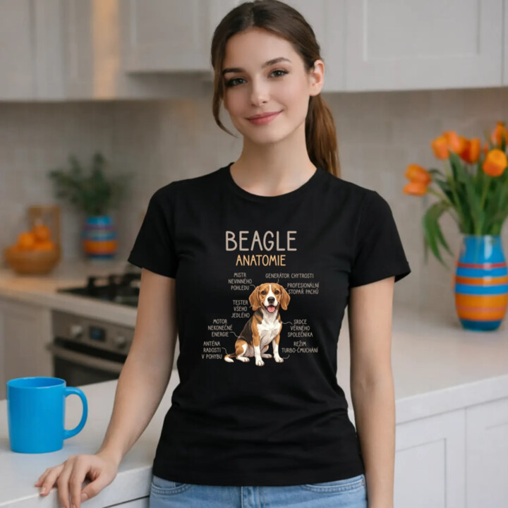 Beagle – anatomie  - dámské tričko s potiskem