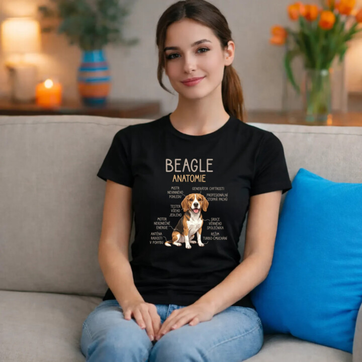 Beagle – anatomie  - dámské tričko s potiskem