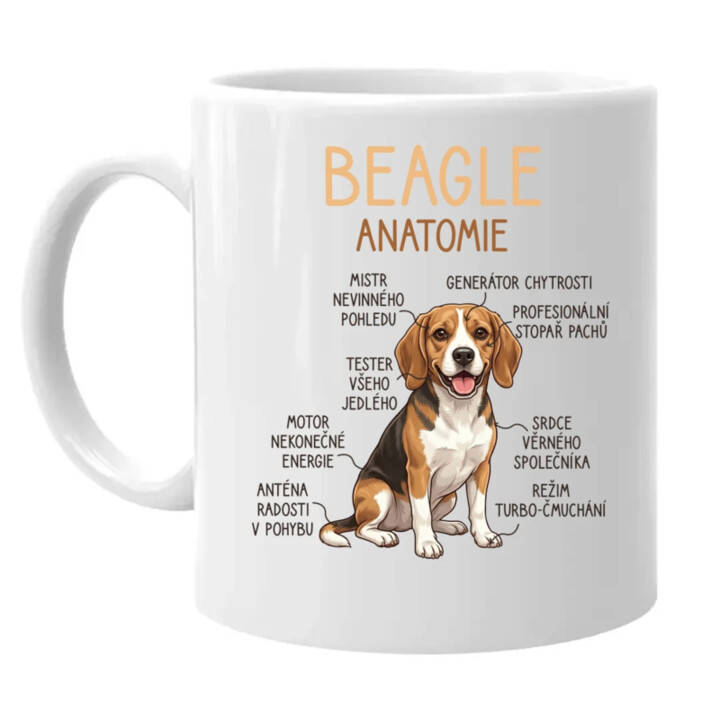 Beagle – anatomie - hrnek s potiskem