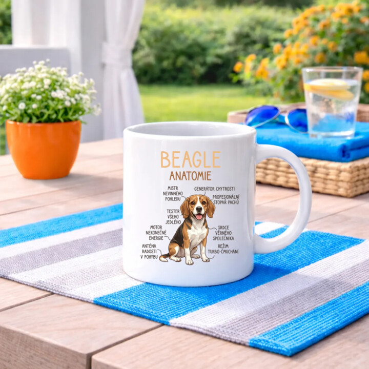 Beagle – anatomie - hrnek s potiskem