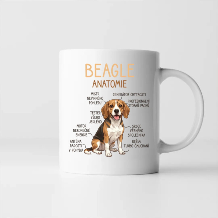 Beagle – anatomie - hrnek s potiskem