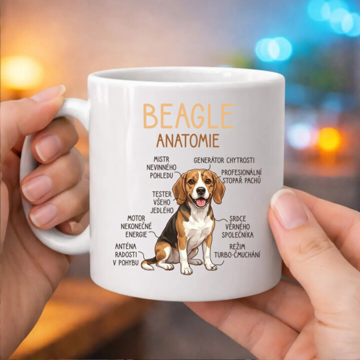 Beagle – anatomie - hrnek s potiskem
